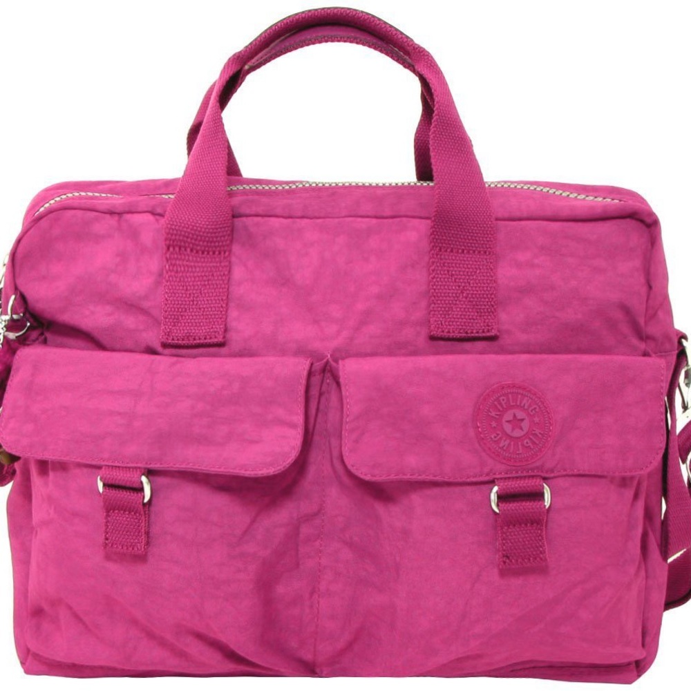 Kipling Pink Laptop Bag with Soft Fabric and Zipper Closure